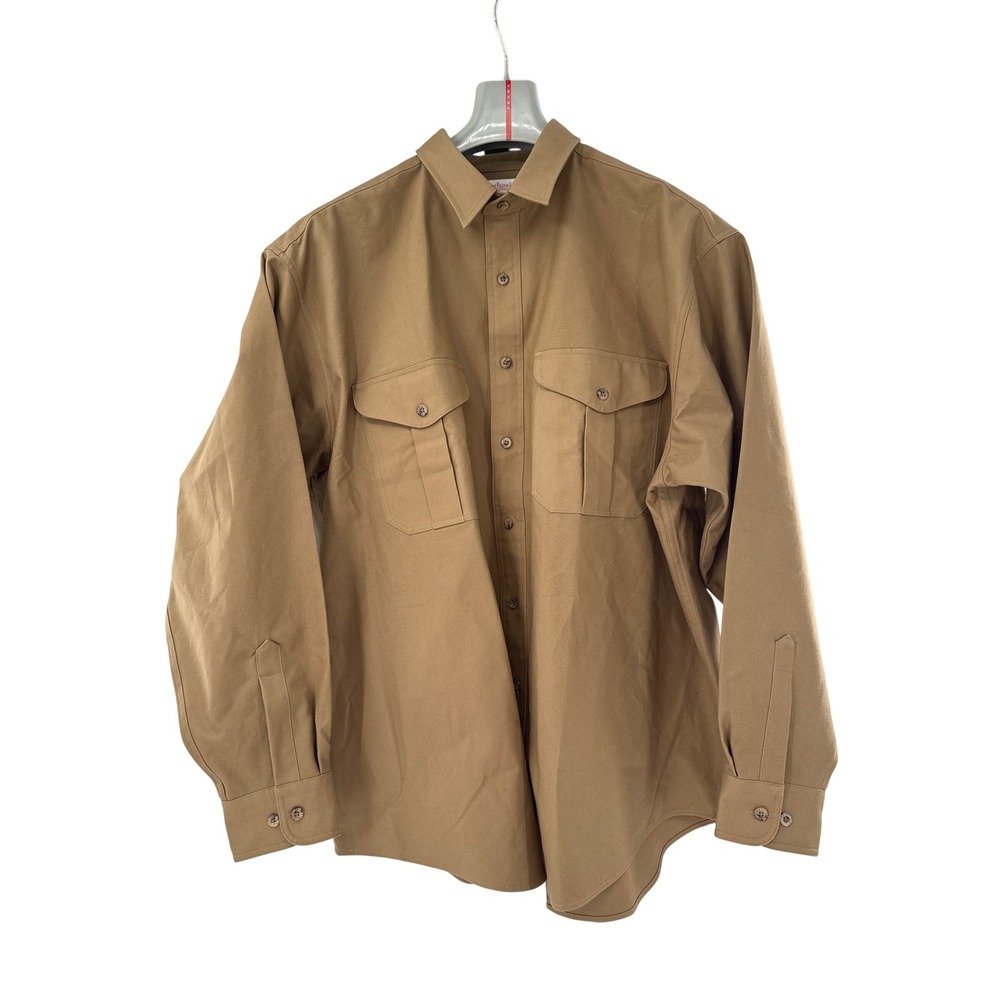 Filson Button Down Jac Shirt Mens XXL Tan Khaki Field Workwear Heavy Cotton